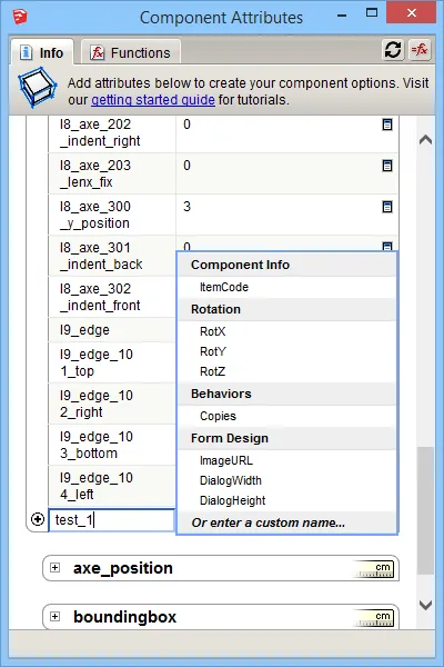Создание пользовательского атрибута динамических компонентов SketchUp