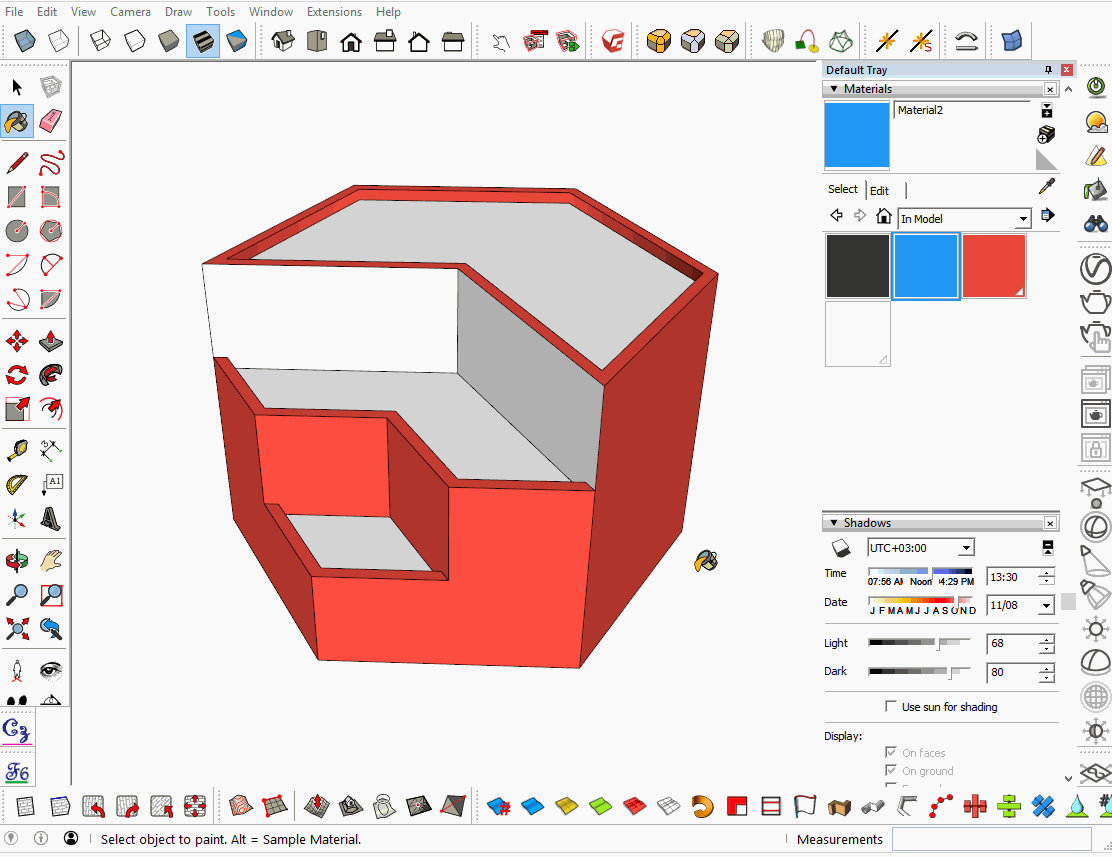 Закрашивание соединённых граней в SketchUp