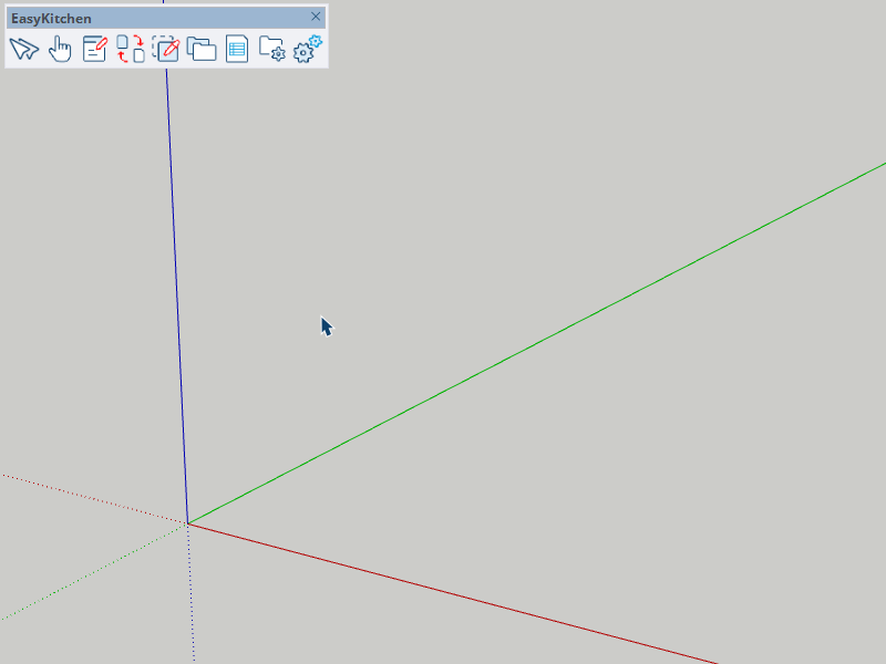 Помещение модулей из библиотеки EasyKitchen на рабочую область программы SketchUp