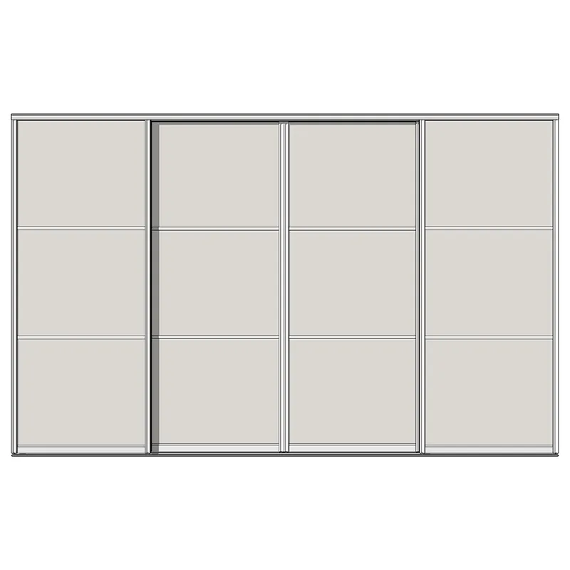 Система дверей-купе Aristo, Н-профиль, 4 двери, двойной трек, 3 вставки